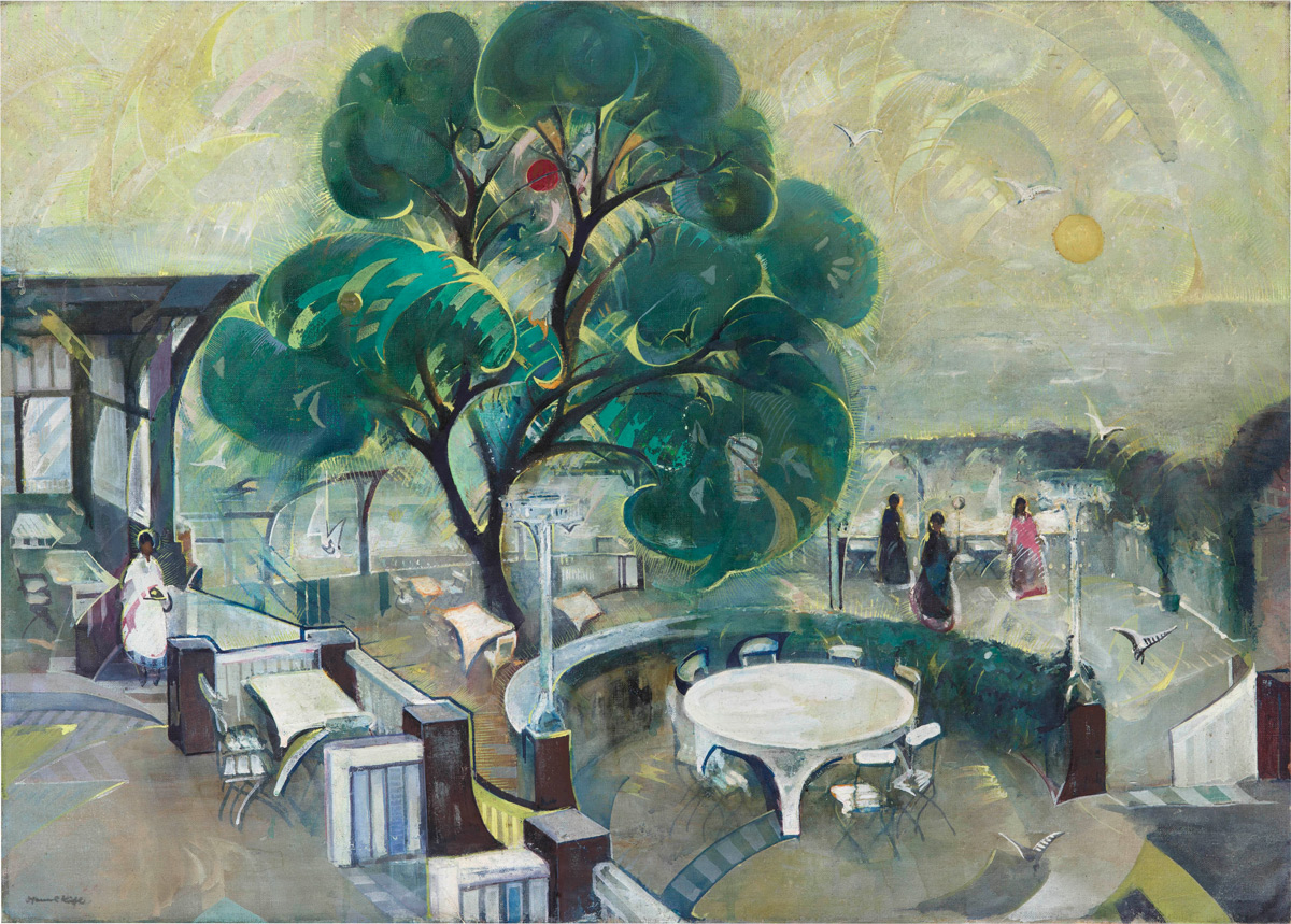 Johannes-Kuehl.-Abendliche-Erwartung-Gartenrestaurant-Dresden-Oberloschwitz-1950