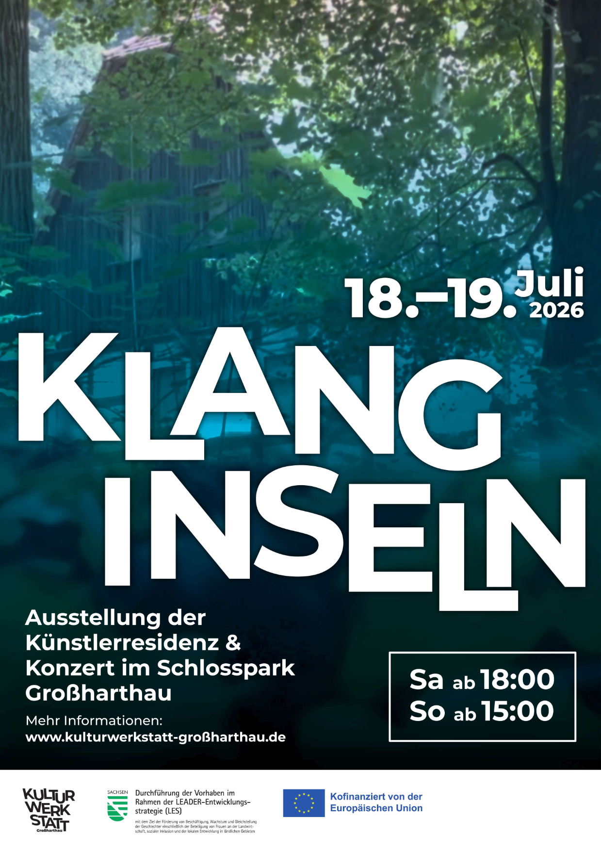 18. / 19.07.26 Klanginseln 2026 – Kunstschaffende im Schloßpark Großharthau